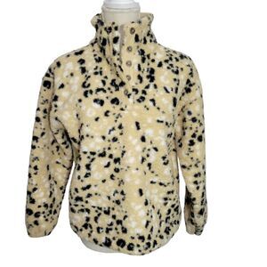 Loft Outlet Cozy Up Sherpa Quarter Button Jacket Cheetah small petite